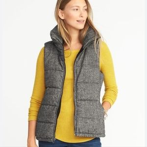 Old Navy Herringbone Women's Frost Free Textured Vest Heather Grey